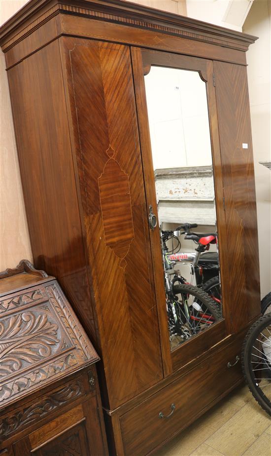 An Edwardian inlaid mahogany wardrobe, 205cm hig